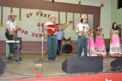 Músicos animandos durante à apresentação do Grupo de Dança Flor Ribeirinha